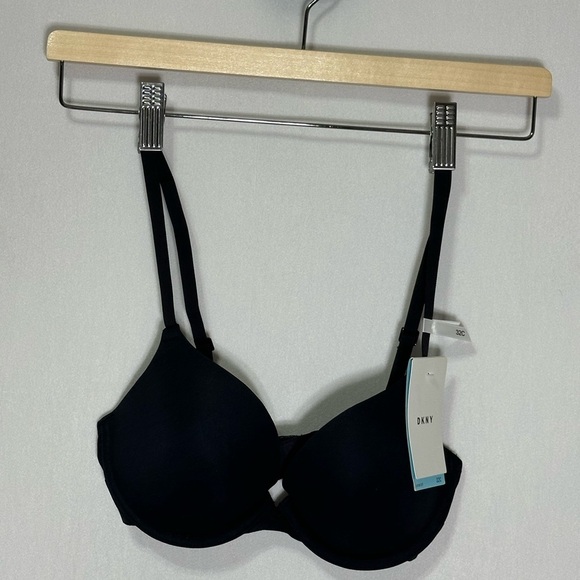 NWT DKNY Women's Classic Cotton Custom Lift Bra - 32C black - Picture 3 of 7
